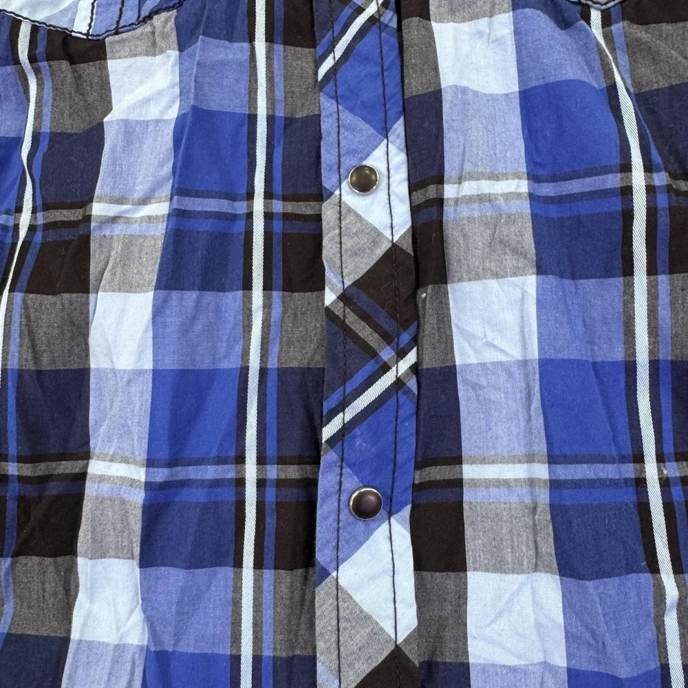 BKE Shirt Boys XL 18-20 Blue Plaid Long Sleeve Snap Button Up Casual Top